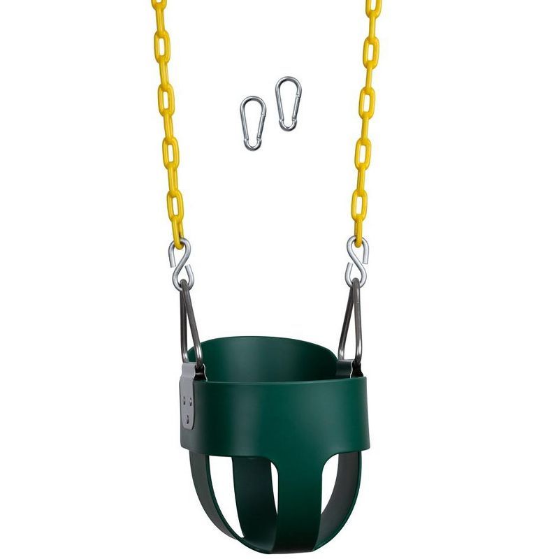 Green High Back Toddler Bucket Swing with Coated Chains