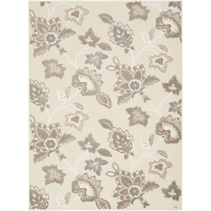 Beige Floral Synthetic Reversible 4' x 6' Area Rug