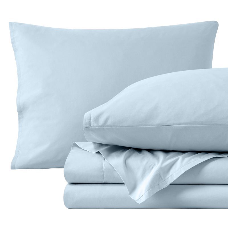 Winter Blue Full Organic Cotton Percale Sheet Set