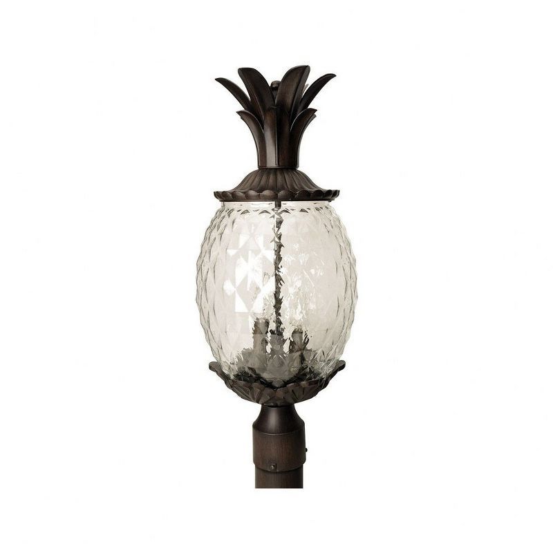 Lanai Black Coral Pineapple Outdoor Post Light with Clear Glass