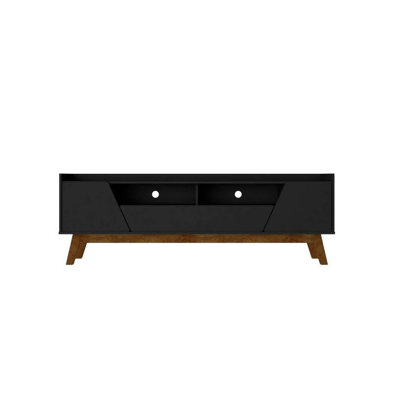 Marcus Matte Black Mid-Century Modern TV Stand with Cabinet