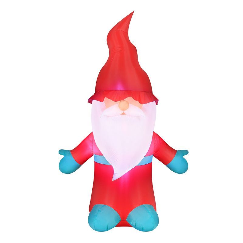 6-Foot Red and Teal Inflatable Christmas Gnome