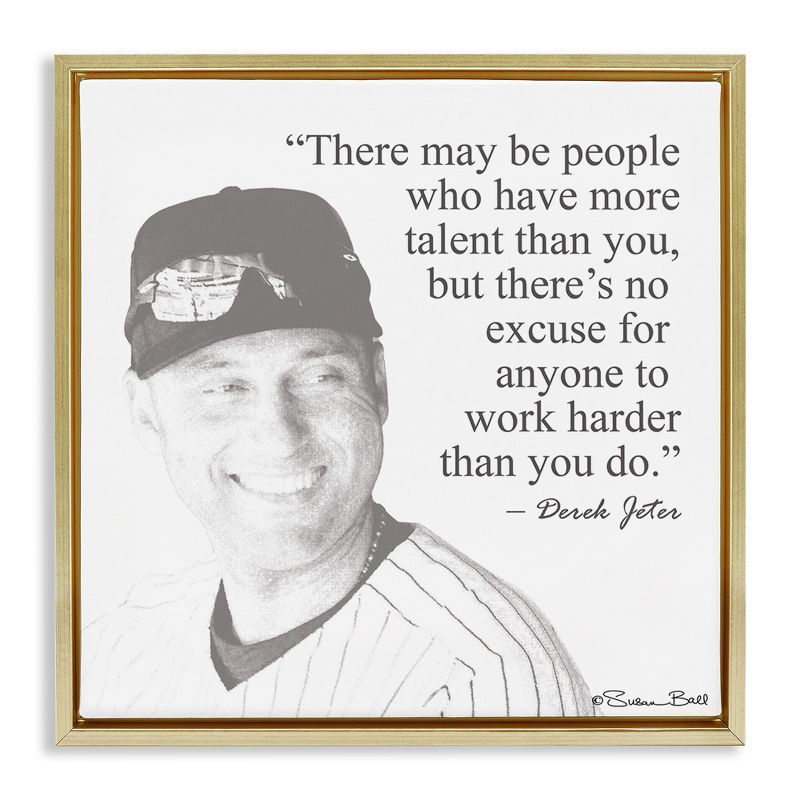 Gold Framed Motivational Derek Jeter Quote Canvas Print, 25" x 25"