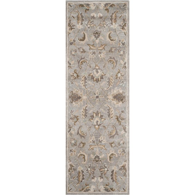 Elegant Gray Hand-Tufted Wool & Viscose 27" Area Rug