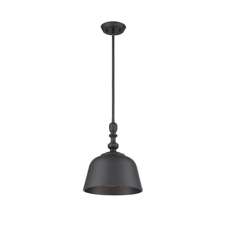 Transitional Matte Black Oversized Metal Shade Pendant Light