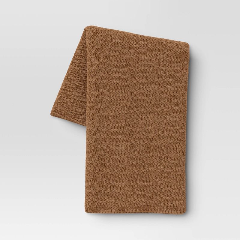 Oversized Brown Recycled Knit Throw Blanket