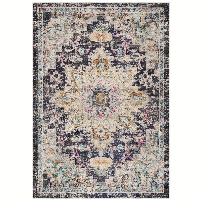 Black and Gold Hand-Knotted Synthetic 4' x 6' Rug
