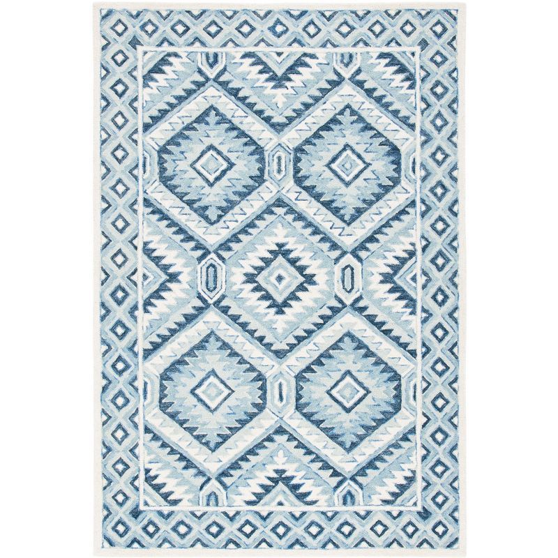 Hand-Tufted Classic Blue Wool Rectangular Area Rug