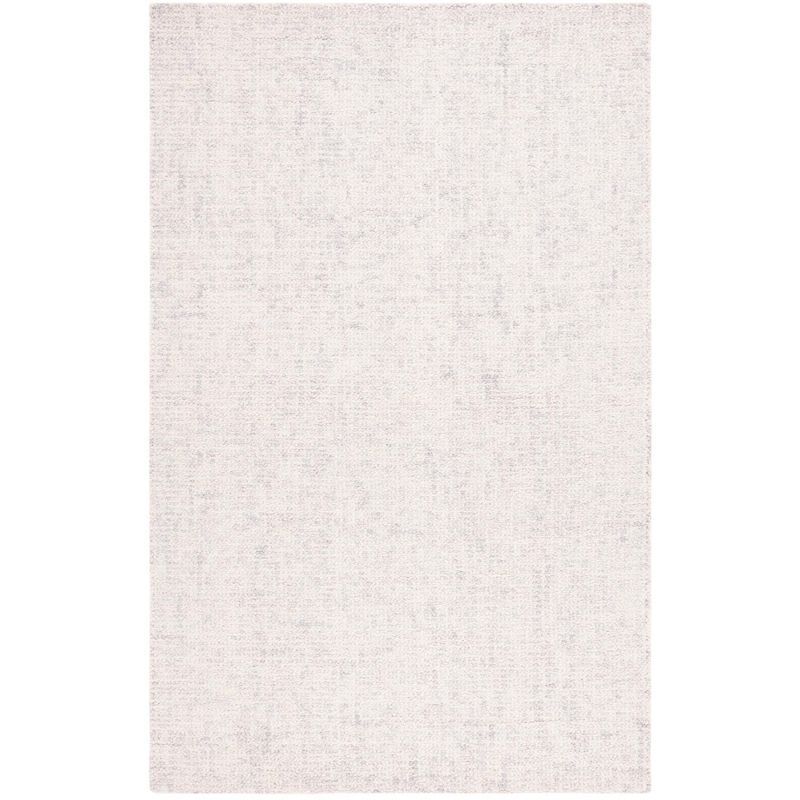 Light Grey and Ivory Abstract Tufted Wool 8' x 10' Rug