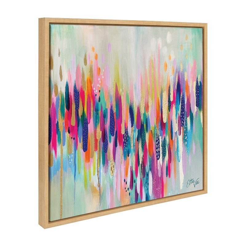 Sylvie Colorful Abstract Brushstroke Canvas Wall Art, 22" x 22"