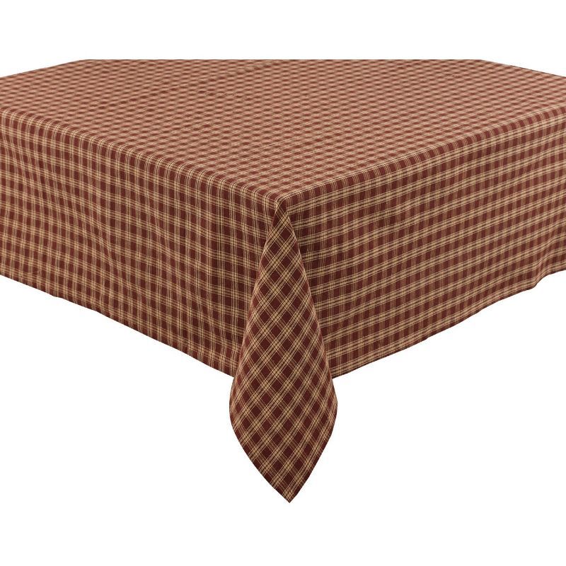 Rustic Red and Tan Plaid Cotton Tablecloth 54" x 54"