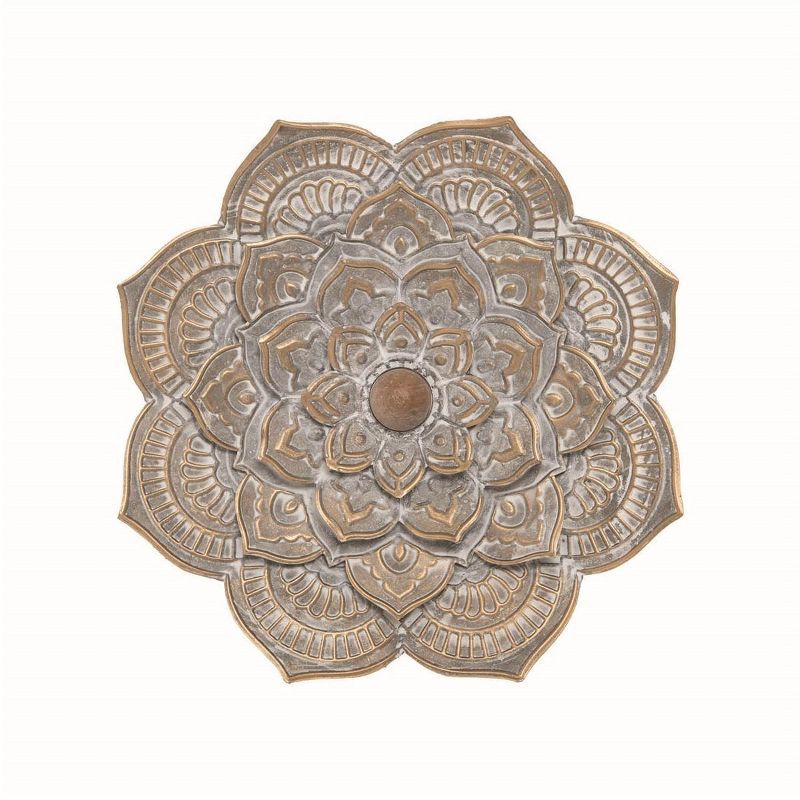 Distressed Patina Metal Layered Flower Wall Sculpture