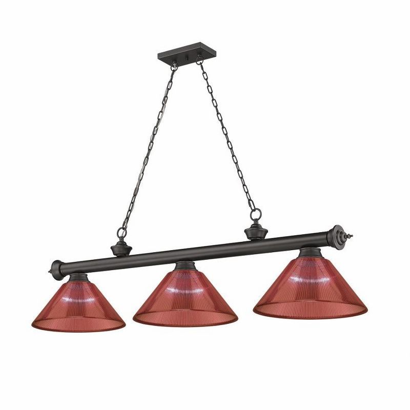 Cordon Classic Bronze 57'' Billiard Light with Bright Red Shades