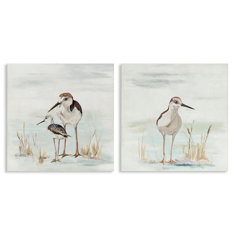 Sandpipers Among Beach Grasses Canvas Wall Art Set