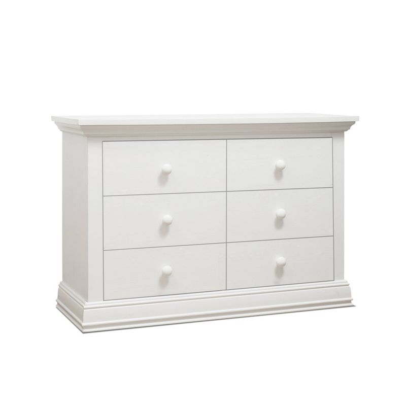 Cottage Charm White Double Dresser with 6 Dovetail Drawers