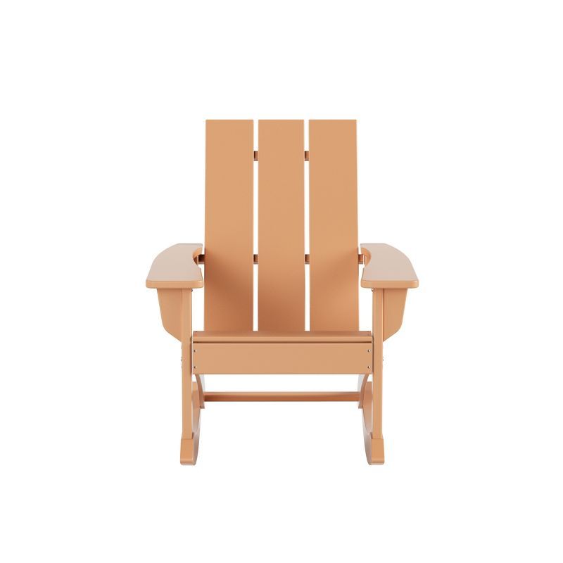 Teak Semi-Glossy Plastic Adirondack Outdoor Rocking Chair