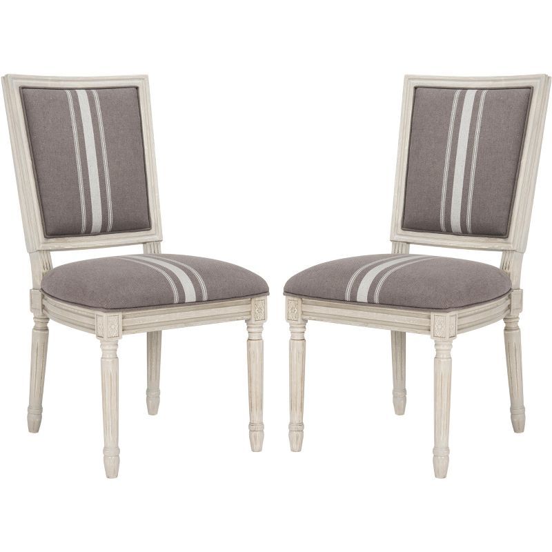 Elegant Transitional Grey Linen Upholstered Side Chair Set