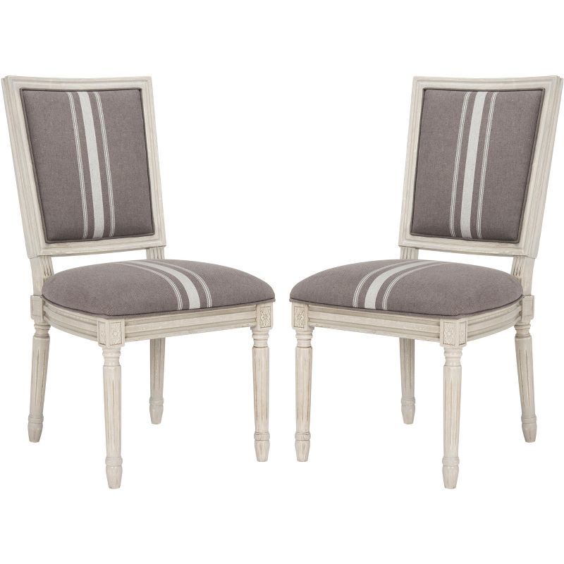 Elegant Transitional Grey Linen Upholstered Side Chair Set