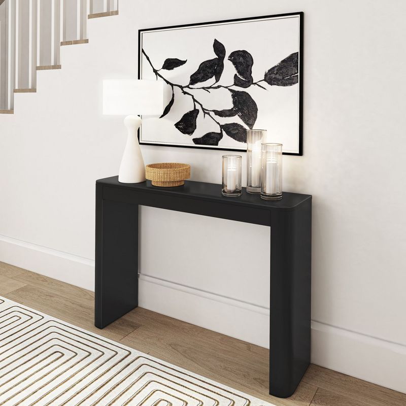 Plank+Beam 46" Black Solid Pine Wood Console Table with Rounded Edges