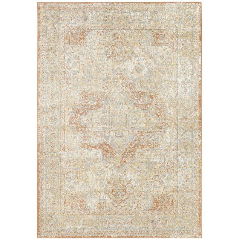 Beige Rust 5' x 7' Synthetic Rectangular Area Rug