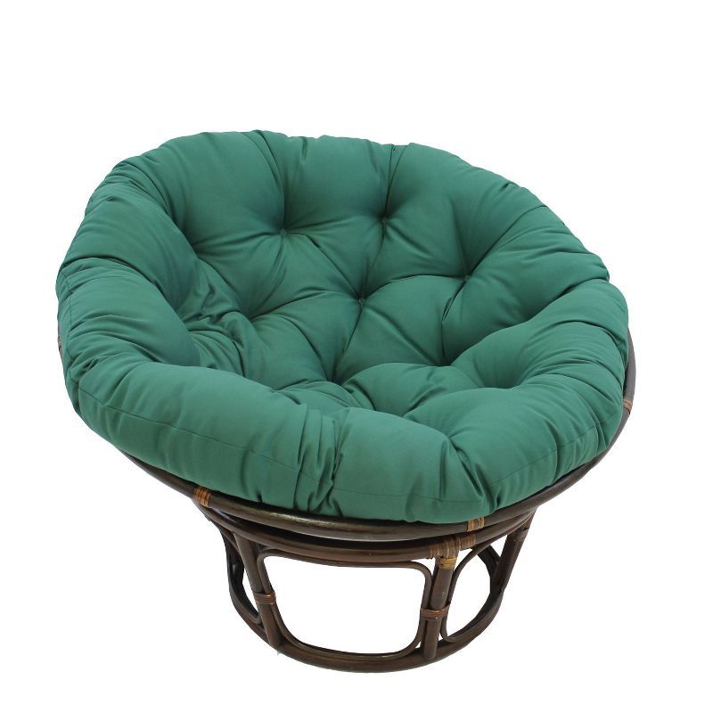 Forest Green Handcrafted Rattan Papasan Chair with Cushion