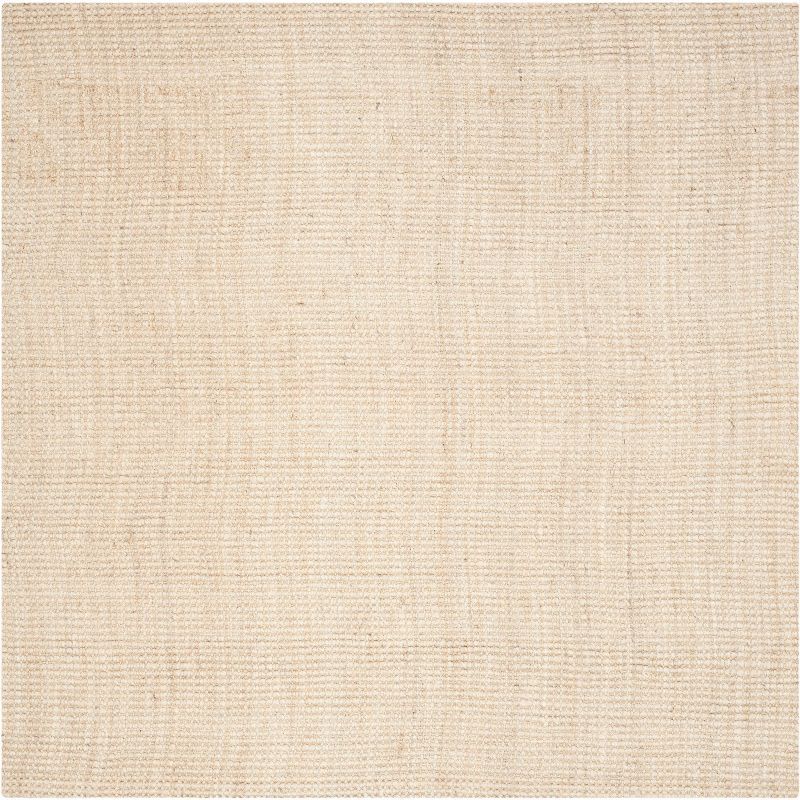 Ivory Beige 9' Square Handwoven Jute Area Rug