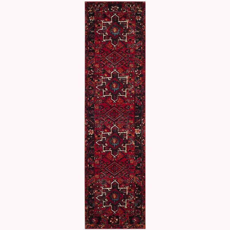 Antique Patina Floral Red 26" Synthetic Easy-Care Area Rug