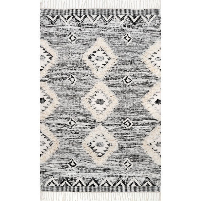 Savannah Black and Ivory Wool 12' x 18' Rectangular Area Rug