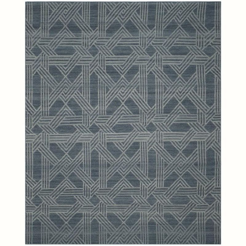 Blue and Light Blue Hand Woven Wool Area Rug