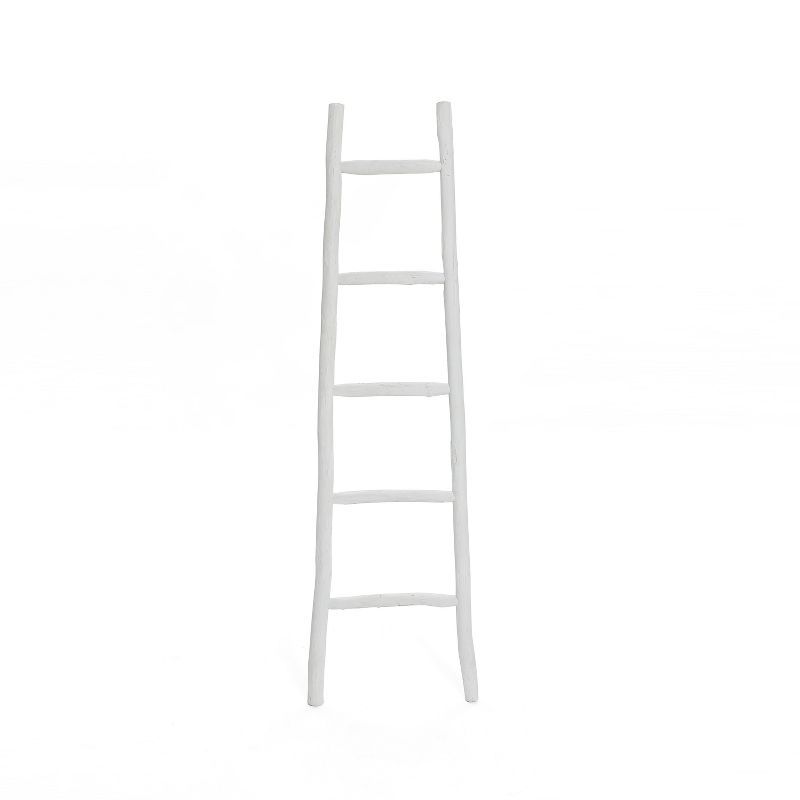 White Solid Wood 5-Rung Blanket Ladder