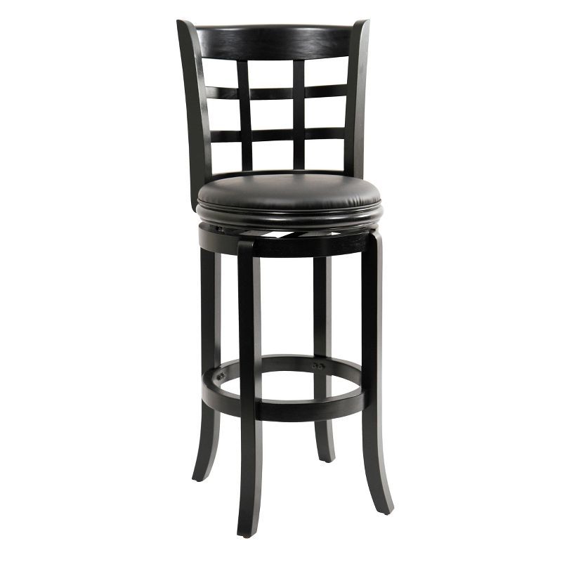 Kyoto 29" Black Swivel Barstool with Leather Seat