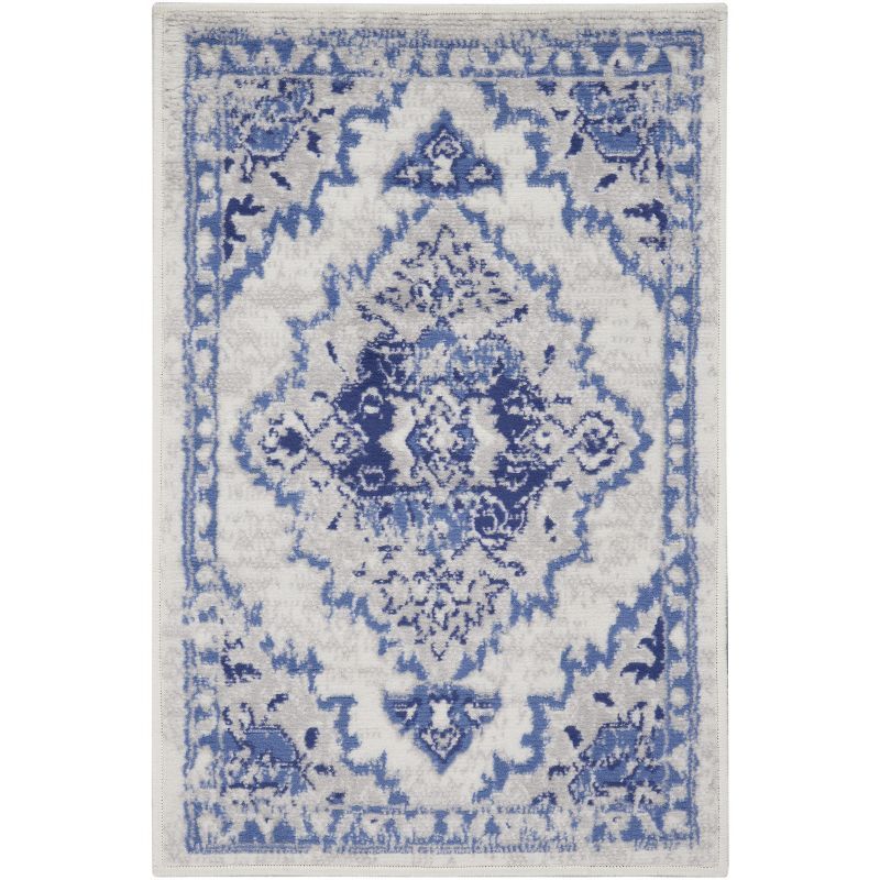 Bohemian Bliss Blue Medallion Flat Woven Area Rug, 2' x 3'