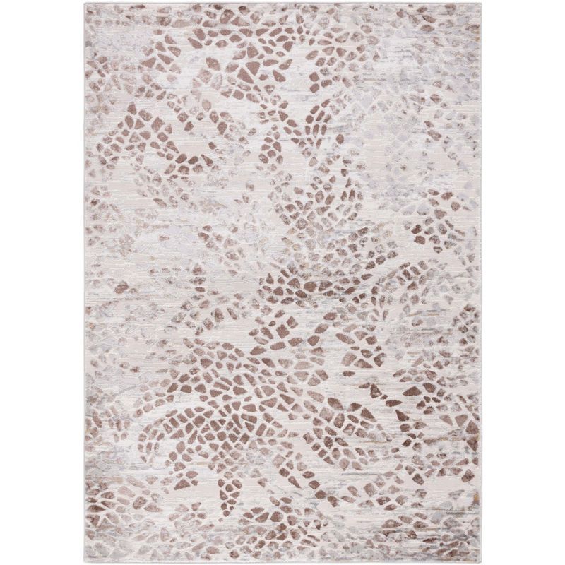 Ivory and Beige Hand-Knotted Synthetic Area Rug