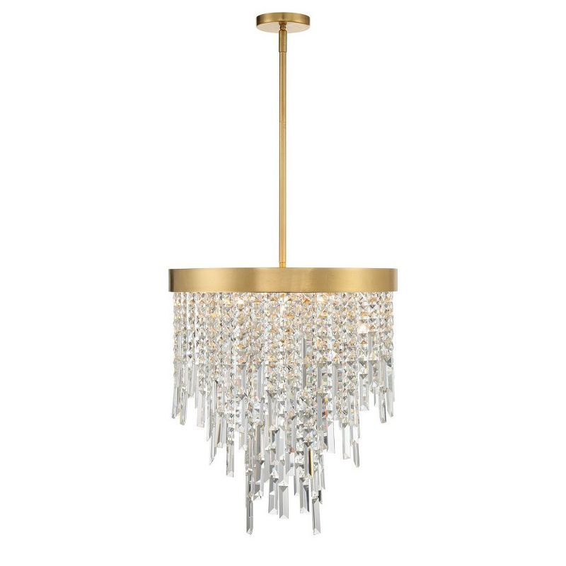 Antique Gold 5-Light Chandelier with Hand Cut Crystal Strands