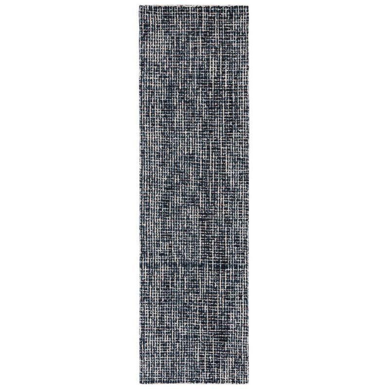 Black and Grey Wool Abstract Hand-Tufted Runner Rug