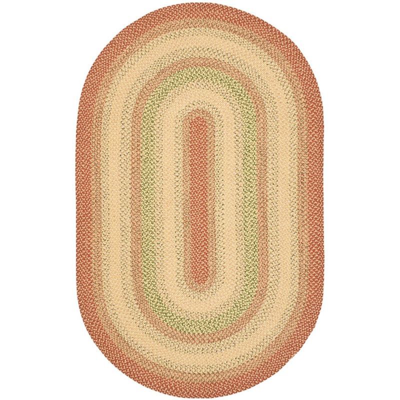 Handwoven Rustic Charm Braided Oval Rug, Rust & Multi, 8' x 10'