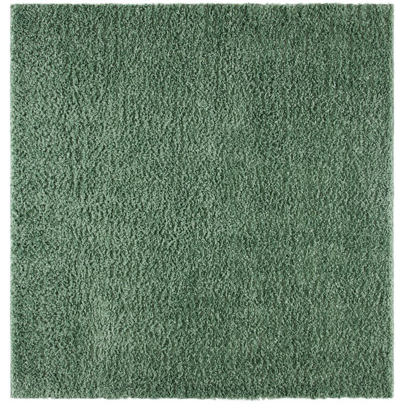 Cozy Comfort Green Square Shag Area Rug, 5' x 5' Synthetic Easy-Care