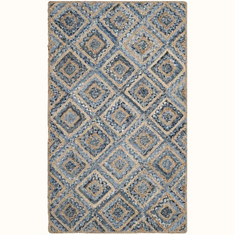 Coastal Charm Natural Blue Hand-Knotted Jute 2'x3' Area Rug