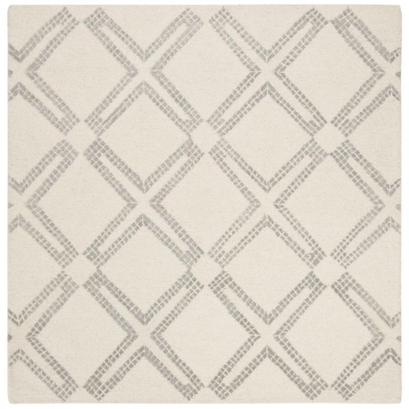 Handmade Ivory Wool-Viscose Tufted Square Area Rug - 5' x 5'