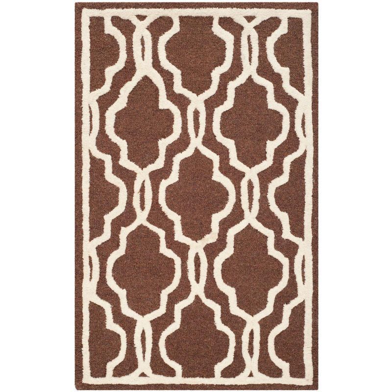 Safavieh Dark Brown and Ivory Hand-Tufted Wool Rug