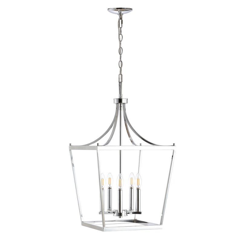 Modern Chrome 5-Light Pendant with Inner Candelabra