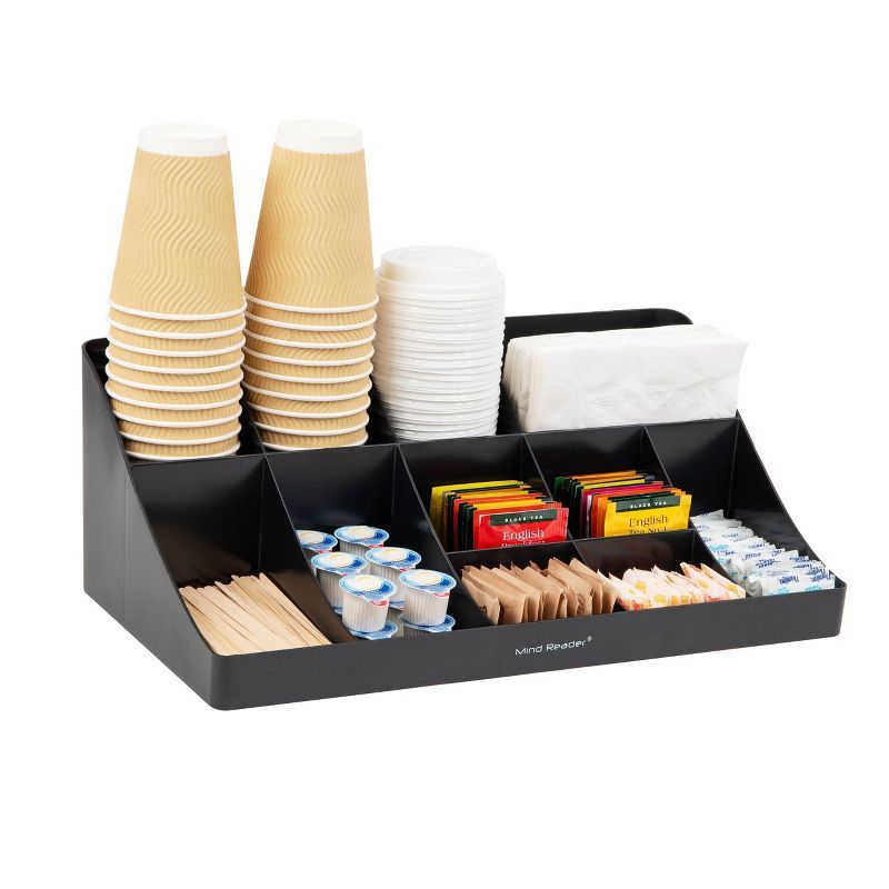 Black Plastic 11-Compartment Coffee Station Organizer