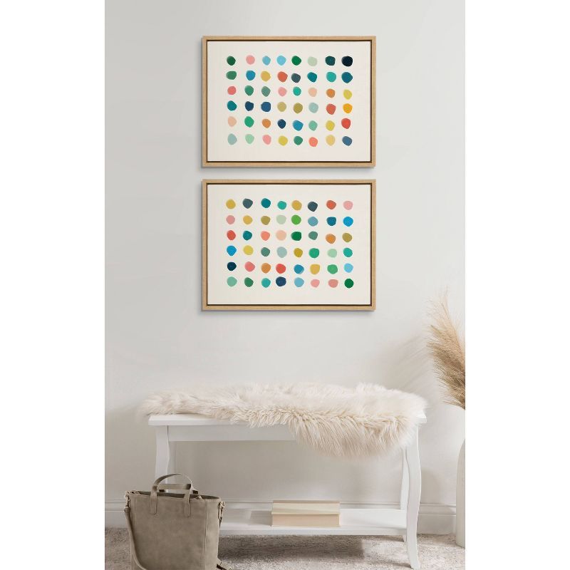 Colorful Abstract Polka Dot Framed Canvas Wall Art Set