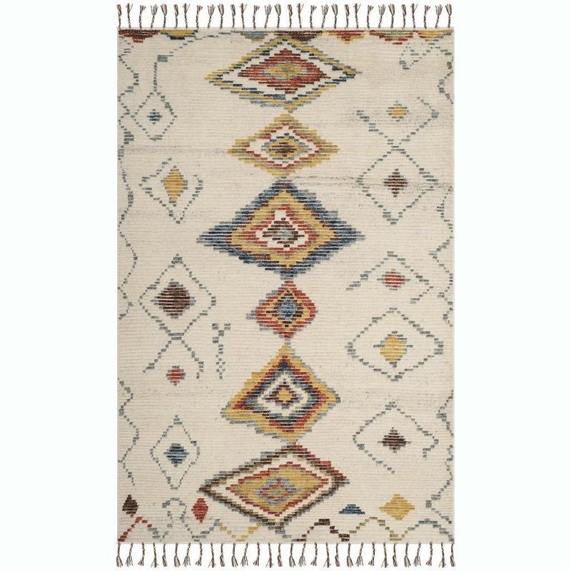 Ivory and Multi Wool Hand-Knotted 6' x 9' Area Rug