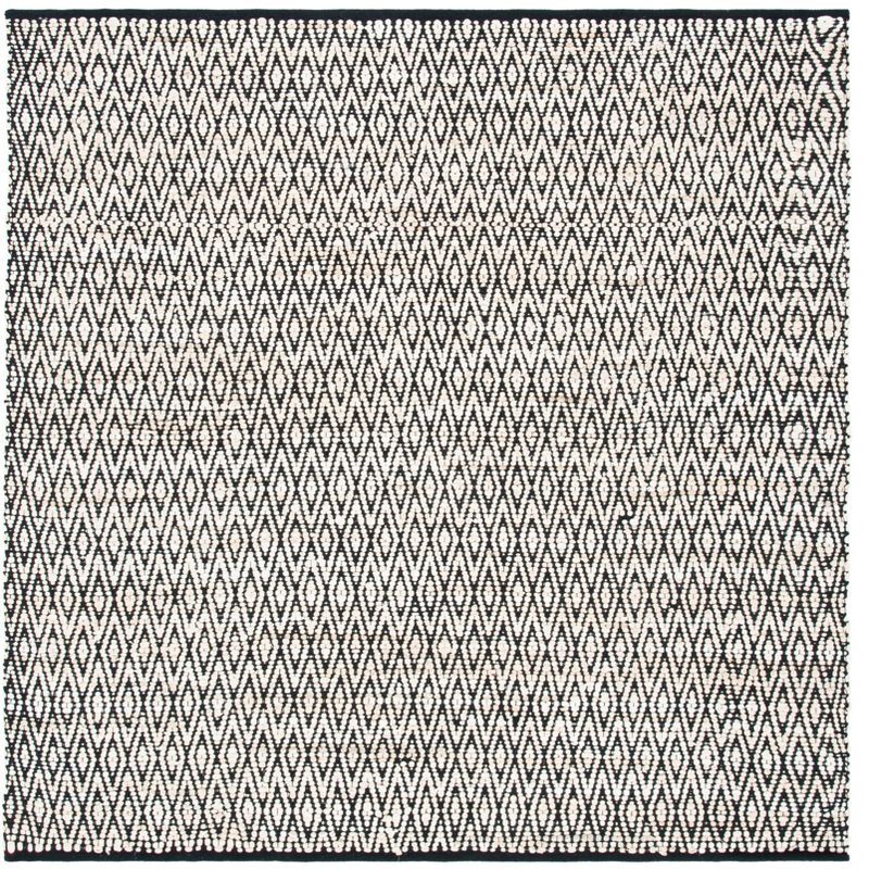 Montauk 6' Square Beige and Black Handwoven Cotton Rug