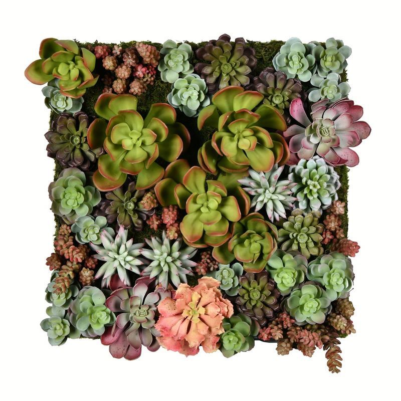 Vibrant 17" Multicolor Plastic Succulent Wall Arrangement