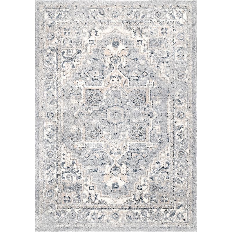 Gena Light Gray 9' x 12' Synthetic Medallion Area Rug