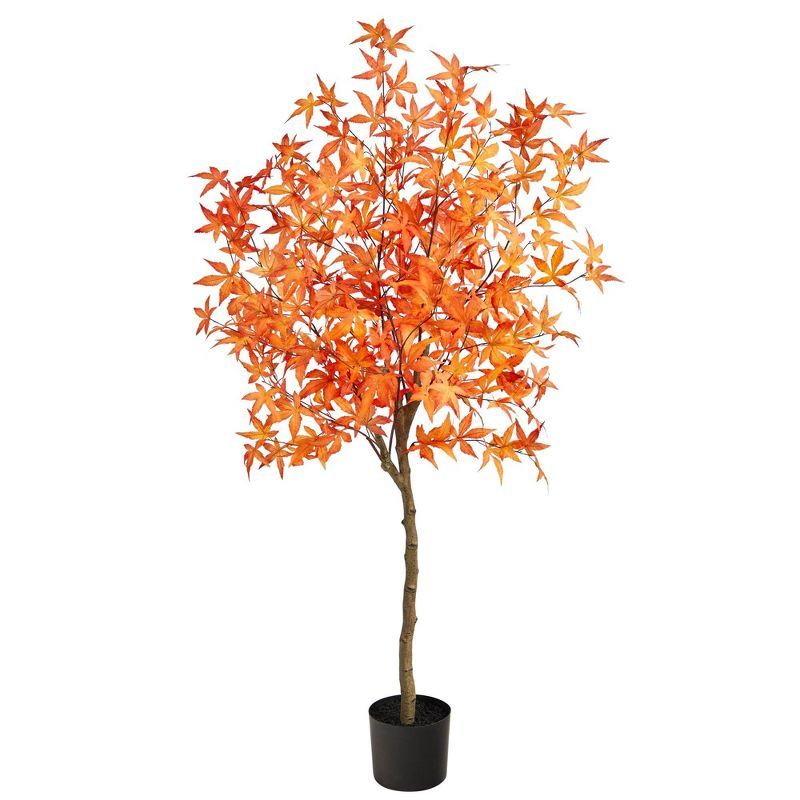 5-Foot Multicolor Maple Faux Potted Tree for Fall Decor