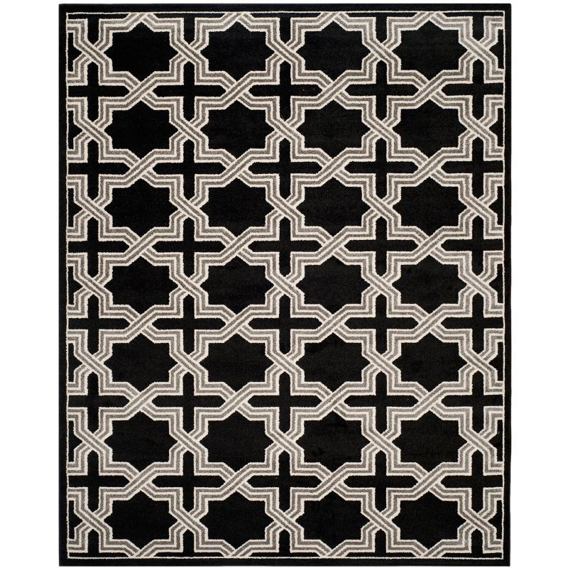 Gray Geometric 8' x 10' Reversible Cotton Synthetic Rug