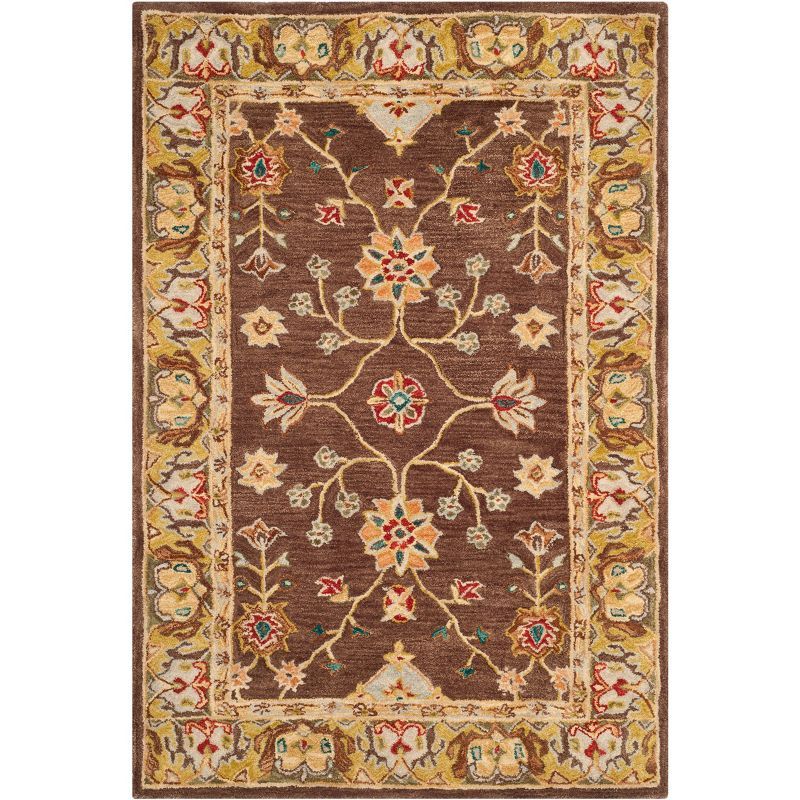 Hand-Tufted Brown and Gold Wool 4'x6' Area Rug